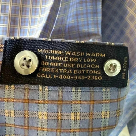 Scott Barber XL Blue Plaid Button Down Shirt  100% Cotton Summer Dress Shirt - Picture 2 of 6